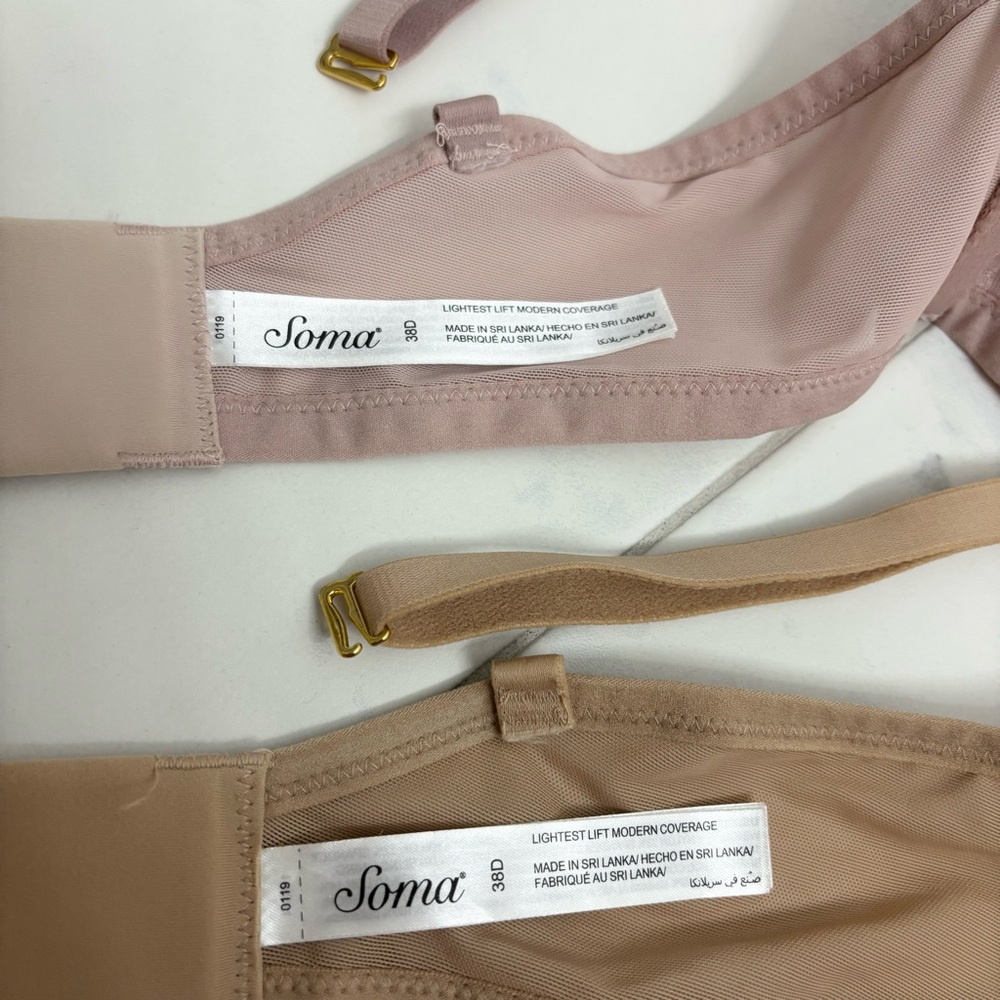 2 - Soma Lightest Lift Modern Coverage Bras 38D Nude Pale Pink Bundle - Picture 5 of 5